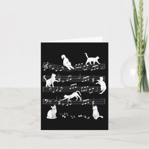 Niedlich Cat Kitty Playing Musiknote Clef Musician Karte