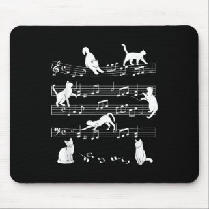 Niedlich Cat Kitty Playing Musiknote Clef Musician Mousepad