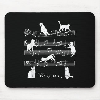 Niedlich Cat Kitty Playing Musiknote Clef Musician Mousepad