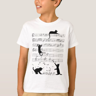 Niedlich Cat Kitty Playing Musiknote Clef Musician T-Shirt