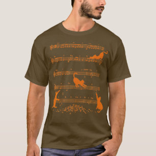 Niedlich Cat Kitty Playing Musiknote Clef Musician T-Shirt