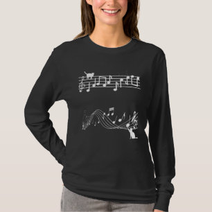 Niedlich Cat Kitty Playing Musiknote Clef Musician T-Shirt