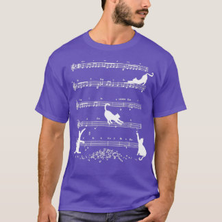 Niedlich Cat Kitty Playing Musiknote Clef Musician T-Shirt