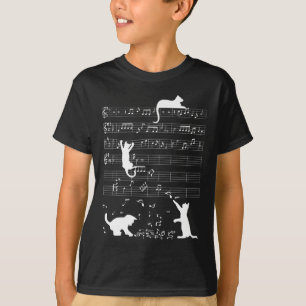 Niedlich Cat Kitty Playing Musiknote Clef Musician T-Shirt