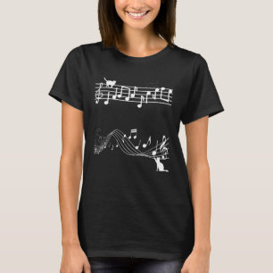 Niedlich Cat Kitty Playing Musiknote Clef Musician T-Shirt
