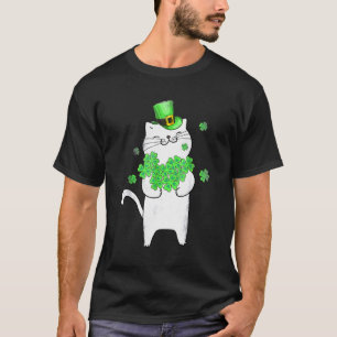Niedlich Cat Kleeblatt St Patricks Day Meowy Irish T-Shirt