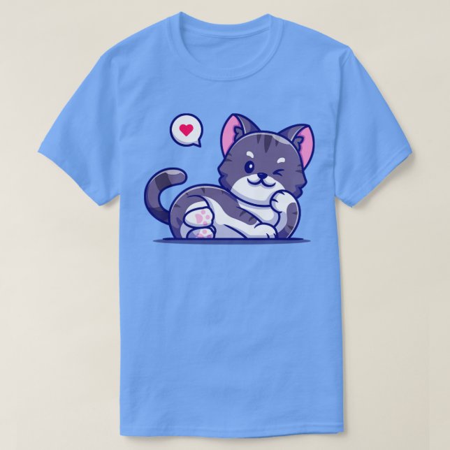 Niedlich Cat Lay Cartoon T-Shirt (Design vorne)