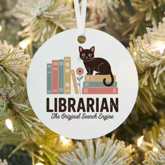 Niedlich Cat Librarian Ornament Aus Metall (InSitu)