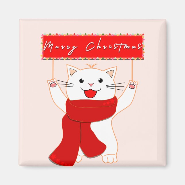 Niedlich Cat Magnet | Frohe Weihnachten (Vorne)