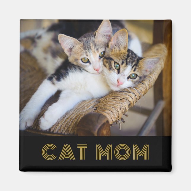 Niedlich Cat Mama Foto Magnet (Vorne)