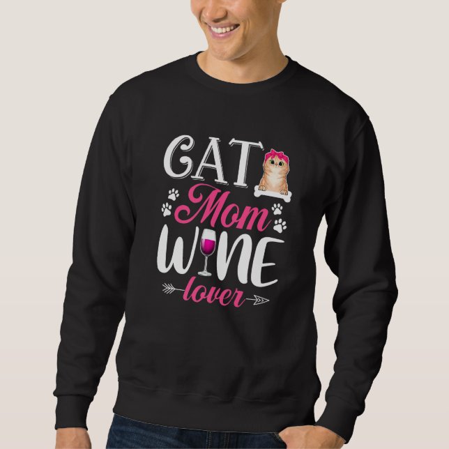 Niedlich Cat Mama Weinkeller Muttertag der Mutter Sweatshirt (Vorderseite)