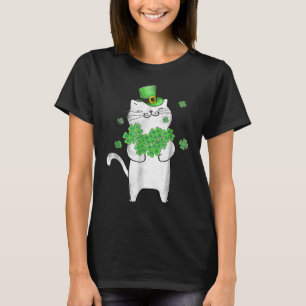 Niedlich Cat Meowy Kitten Lucky Kleeblatt Irish St T-Shirt