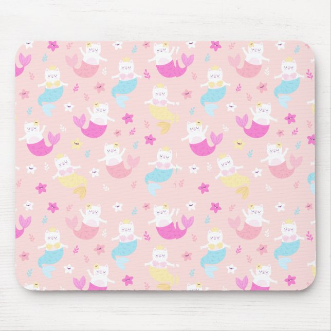 Niedlich Cat Mermaid Muster Mousepad (Vorne)
