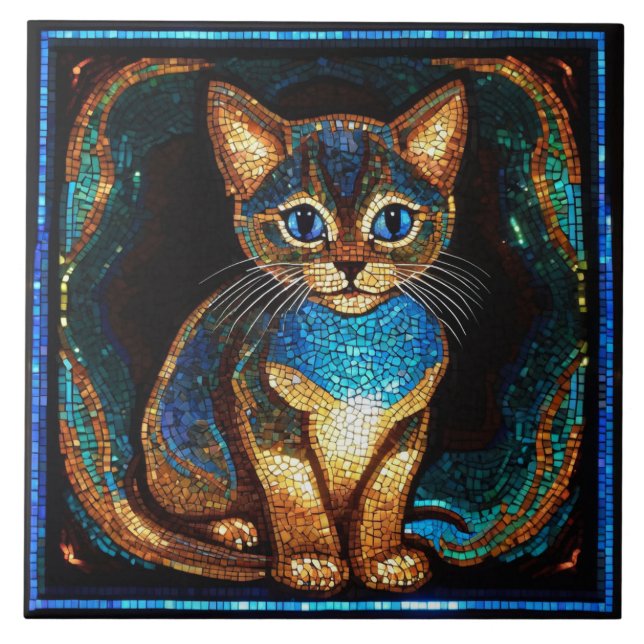 Niedlich Cat Mosaic Fliese (Vorderseite)