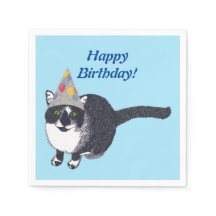 Niedlich Cat Party Happy Birthday Napkins