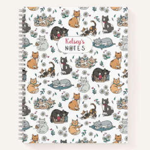 Niedlich Cat Pattern Girls School Notebook Notizbuch