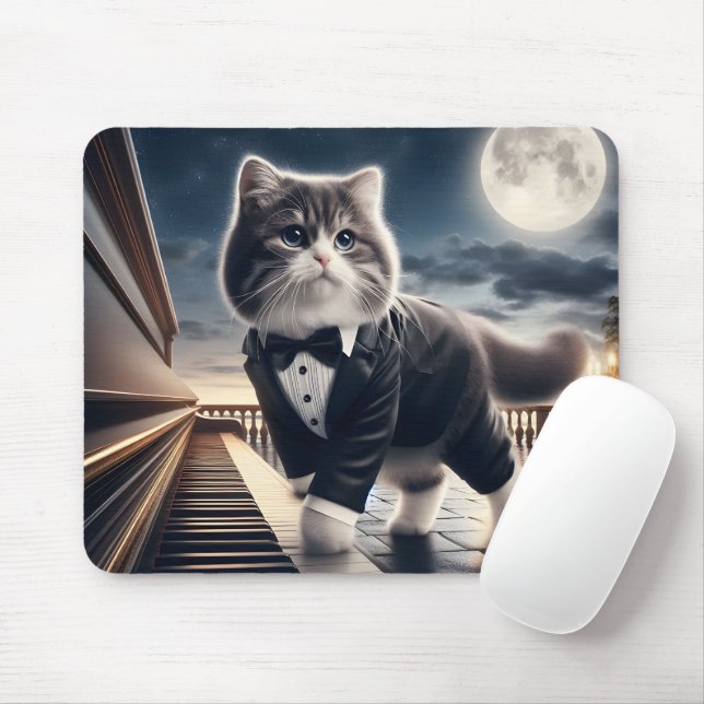 Niedlich Cat Pawdigy Plays a Moonlight Sonata Mousepad (Mit Mouse)