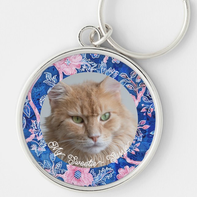 Niedlich Cat Personalisiert Cat Lover Foto Schlüss Schlüsselanhänger (Vorne)