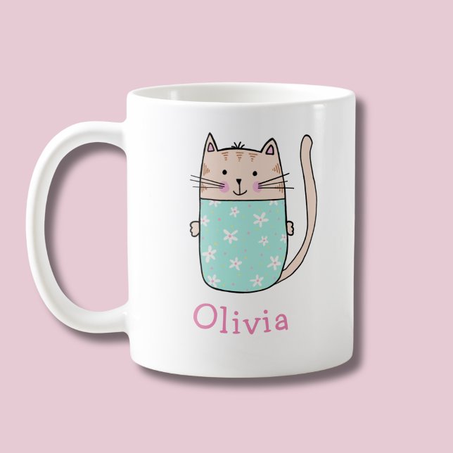 Niedlich Cat Personalisiert Individuelle Name Kaff Kaffeetasse (Kitty Cat personalized mug)