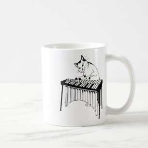 Niedlich Cat Playing Schlagzeug Musical Xylophone Kaffeetasse