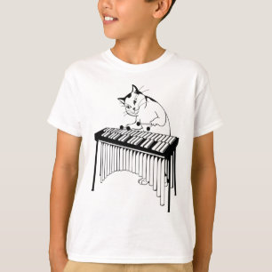 Niedlich Cat Playing Schlagzeug Musical Xylophone T-Shirt