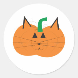 Niedlich Cat Pumpkin Runder Aufkleber