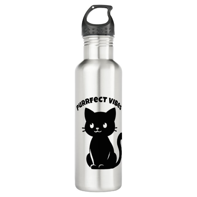 Niedlich Cat Purfect Vibes Edelstahlflasche (Vorderseite)