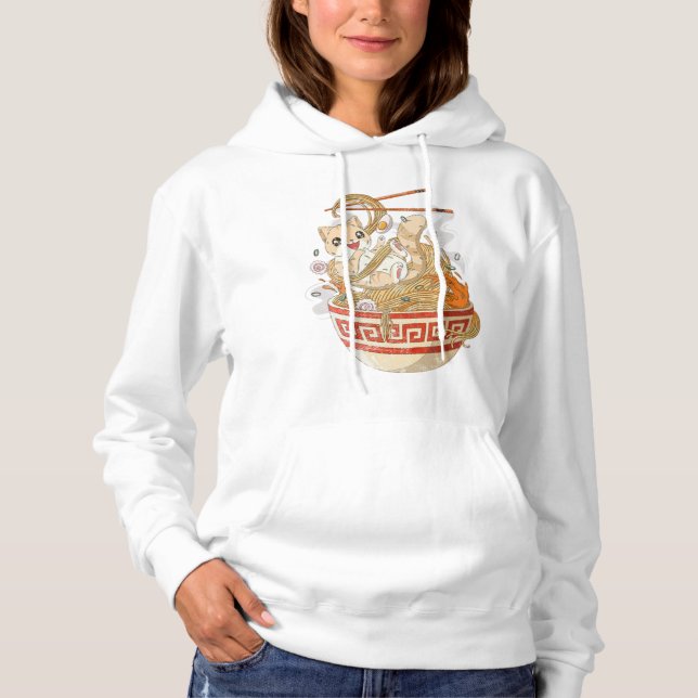 Niedlich Cat Ramen Kawaii Anime Cats Kitten Lover  Hoodie (Vorderseite)
