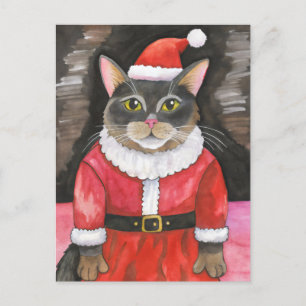 Niedlich Cat Santa Christmas Postkarte