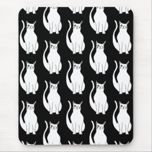 Niedlich Cat Schwarz-weiß Pattern Cartoon Mousepad