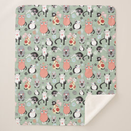 Niedlich Cat Sherpa Fleece Blanket Sherpadecke