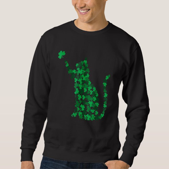 Niedlich Cat St Patricks Day C Lucky Cat Mama Klee Sweatshirt (Vorderseite)