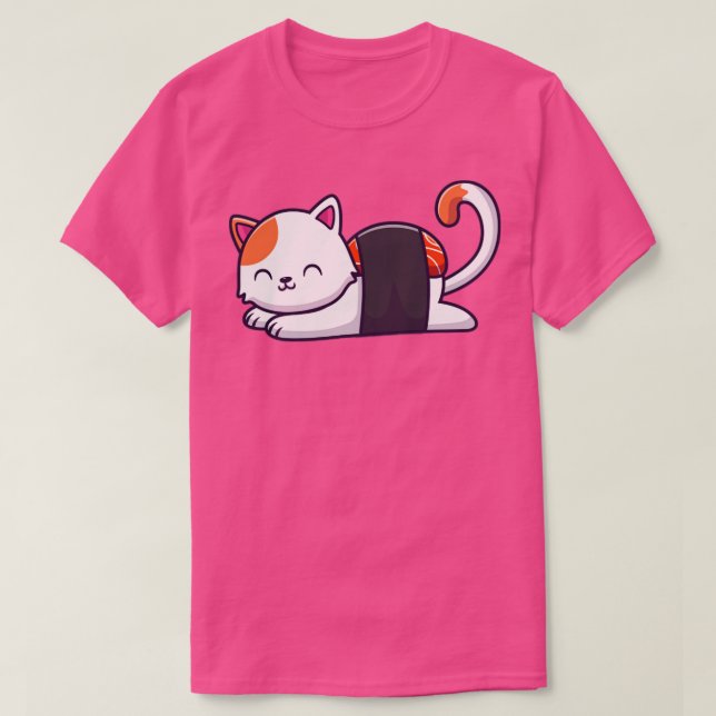 Niedlich Cat Sushi Lmon T-Shirt (Design vorne)