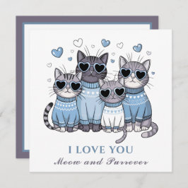 Niedlich Cat Valentine's day Card Cat Vater Blau Karte