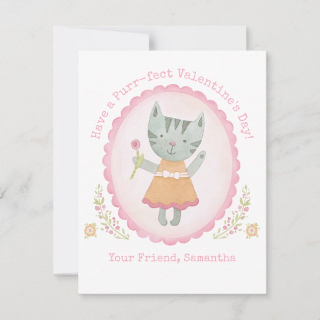 Niedlich Cat Valentinstag Card Mitteilungskarte (Vorderseite)