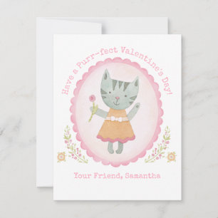 Niedlich Cat Valentinstag Card Mitteilungskarte