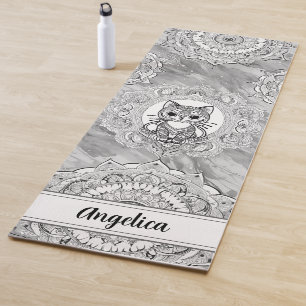 Niedlich Cat Yoga Mat Indian Mandala Art Yogamatte