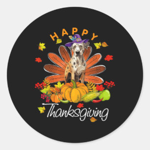 Niedlich Catahoula Leopard Hund Happy Thanksgiving Runder Aufkleber