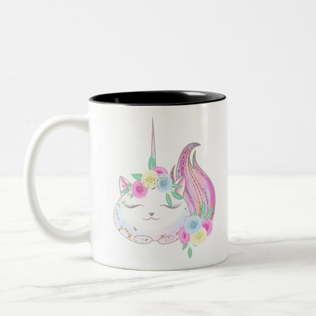 Niedlich Caticorn Zweifarbige Tasse (Links)