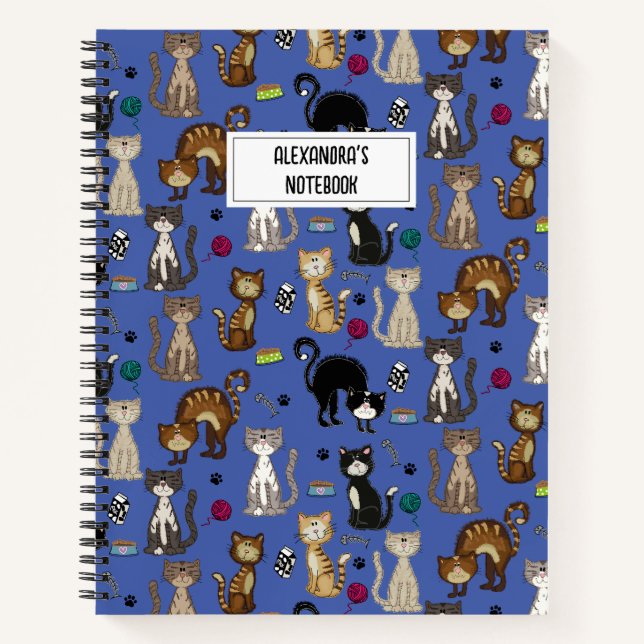 Niedlich Cats Muster Personalisiert Notebook Notizbuch (Vorderseite)