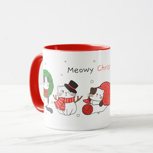 Niedlich Cats Weihnachts-Tasse Tasse (Vorderseite Links)