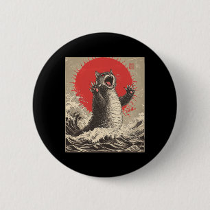 Niedlich Catzilla Cat Japanisch Art Funny Cat Button