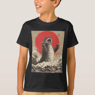 Niedlich Catzilla Cat Japanisch Art Funny Cat T-Shirt