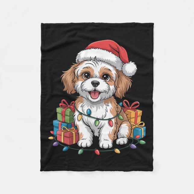 Niedlich Cavachon Weihnachts Weihnachtsdesign Funn Fleecedecke (Vorderseite)