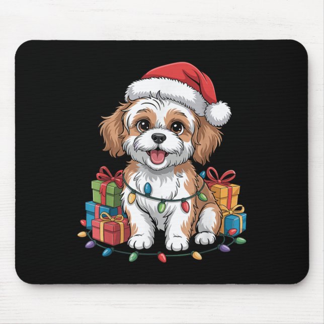 Niedlich Cavachon Weihnachts Weihnachtsdesign Funn Mousepad (Vorne)