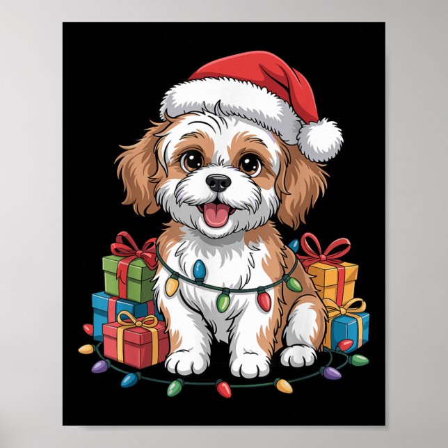 Niedlich Cavachon Weihnachts Weihnachtsdesign Funn Poster (Vorne)