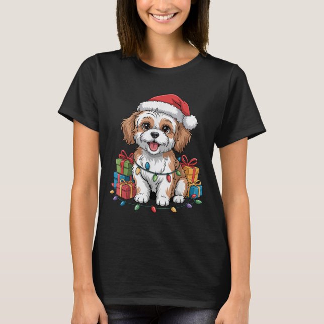 Niedlich Cavachon Weihnachts Weihnachtsdesign Funn T-Shirt (Vorderseite)