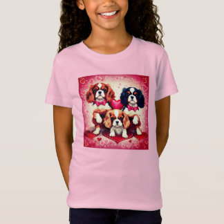 Niedlich Cavalier Heart Puppies Girls T - Shirt