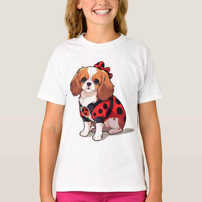 Niedlich Cavalier King Charles Ladybug T-Shirt (Vorderseite)
