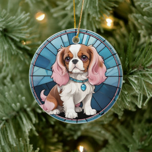 Niedlich Cavalier King Charles Pastel Stettel Glas Keramik Ornament